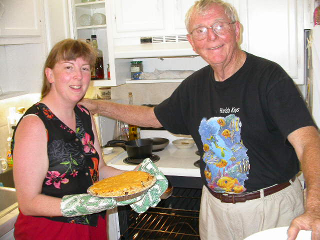 Hank and Margaret with their prized Turkey-Cheese Pie