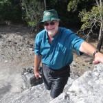 Climbing on Mayan ruins