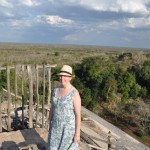 At the top of the temple, looking out over the jungle, Ek'Balam.