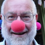 In addition to red clown noses, he created two bicolored pink-and-blue ones, probably the only ones in existence