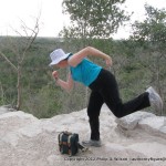 Phooning at the top of the temple, Coba.