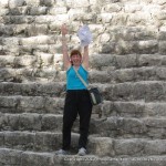 I made it! Meps successfully makes it down from Coba. The giant steps were not made for my short legs.