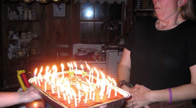 Birthday cake with too many candles