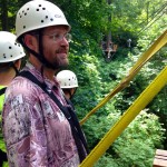 Barry and his nephews wait for his sister to zip across