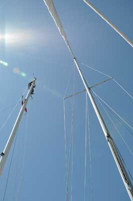 Looking up from Simplicity, rafted to Piper