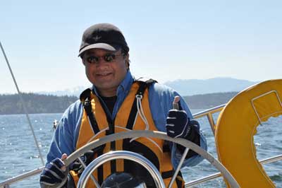 Will takes the helm as we sail back to Seattle