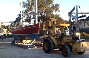 Flutterby on a cradle with forklift