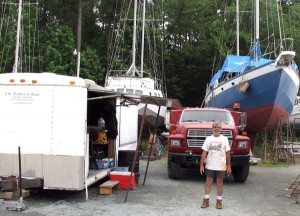 Charlie, with his trailer, truck, and boat