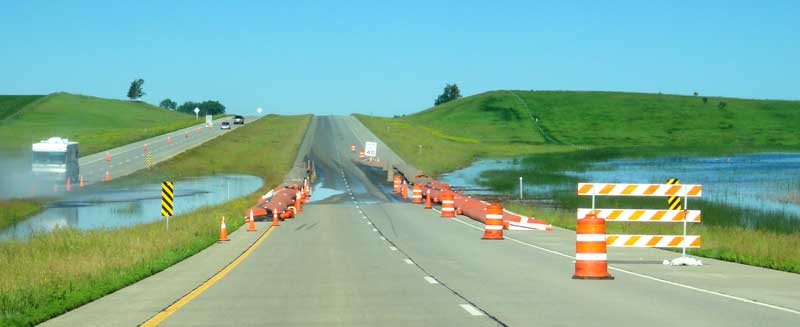 Water over I-94 in North Dakota