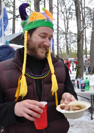 This kind fellow passed out a taste of gumbo to the folks waiting in the food line