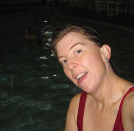 Meps and Hank in the indoor pool