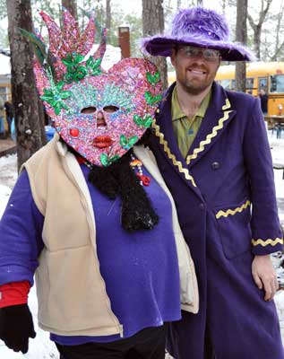 This lady makes a special mask for the event each year