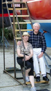 Meps and her Dad on Flutterby's new staircase