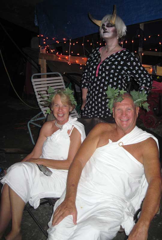 Val and Harold brought the toga theme, which went well with Celeste's Pan look.