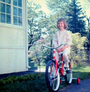 Margaret on her first bike.