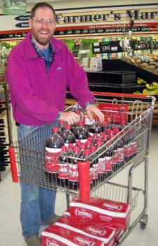 Loading a grocery cart with Cheerwine