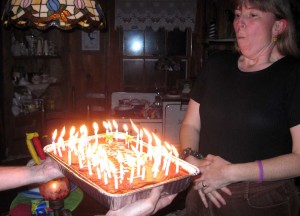 Birthday cake with too many candles