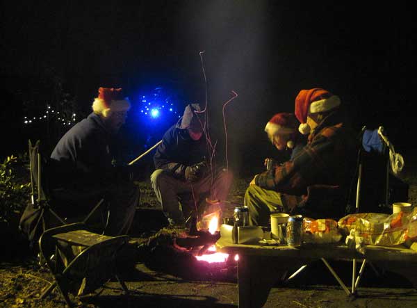 Our solstice bonfire - Barry, John, Marilyn, Philip