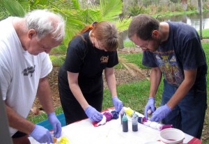 Dave, Meps, and Barry making tie-dye