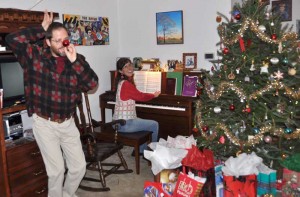 Barry wins charades with "Rudolf, the Red-Nosed Reindeer."