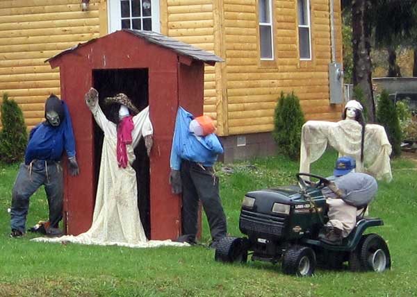 Some of the 28 scarecrows in one yard in West Virginia